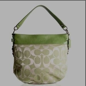 Coach Zoe Signature Large Convertible Hobo Handbag Green